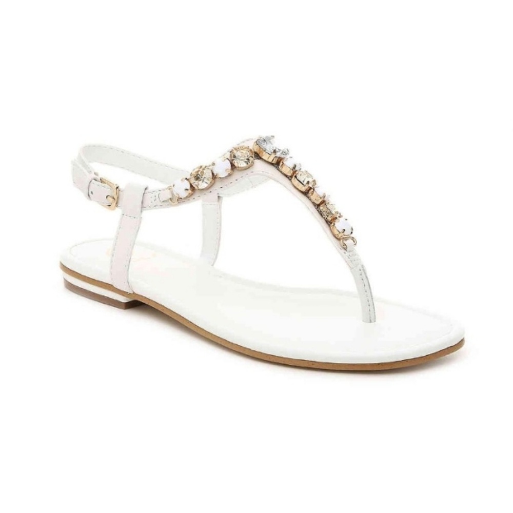 Isola white embellished Monica flat sandal